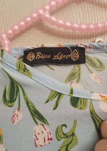 Mavi Çiçekli Uzun Piliseli Bohem Elbise - Görsel 2