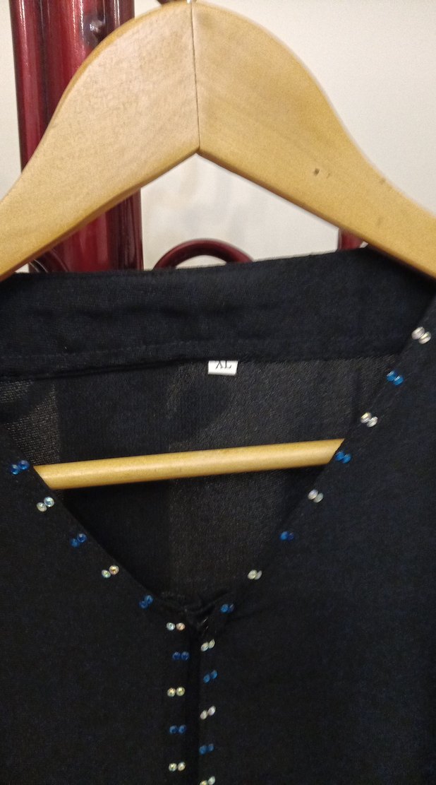 Boncuk İşlemeli Siyah Uzun Elbise - Görsel 4