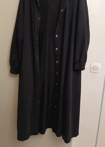 çıtçıtlı Siyah Uzun Kadın hırka - Görsel 2