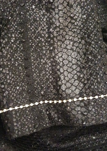 Nakışlı Siyah Uzun Kadın astarlı Abiye süet kumaşlı Manto - Görsel 6