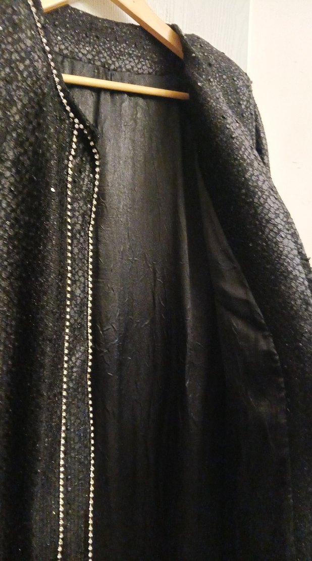 Nakışlı Siyah Uzun Kadın astarlı Abiye süet kumaşlı Manto - Görsel 3