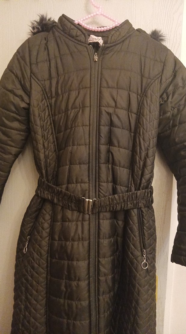 Kemerli Siyah Uzun Kadın Kışlık Mont - Görsel 3