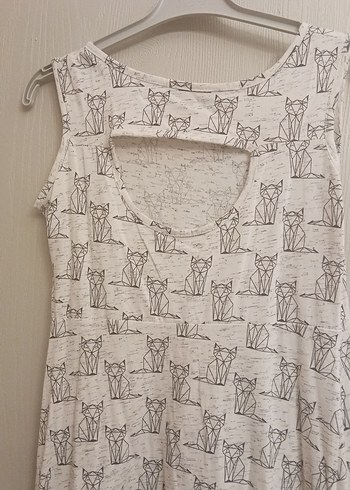 Gri kedi Baskılı elbise - Görsel 4