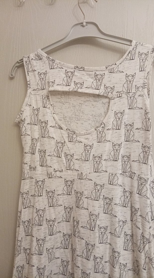 Gri kedi Baskılı elbise - Görsel 4