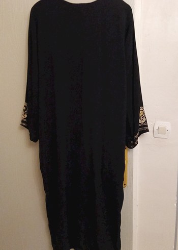 Kadın Siyah Altın İşlemeli Uzun Bohem Elbise - Görsel 3