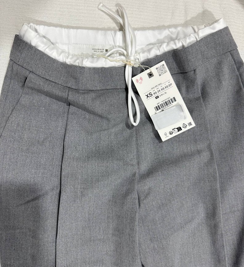 ZARA ÇİFT BEL BANTLI WIDE LEG PANTOLON - Görsel 5