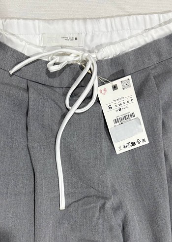 ZARA ÇİFT BEL BANTLI WIDE LEG PANTOLON - Görsel 5