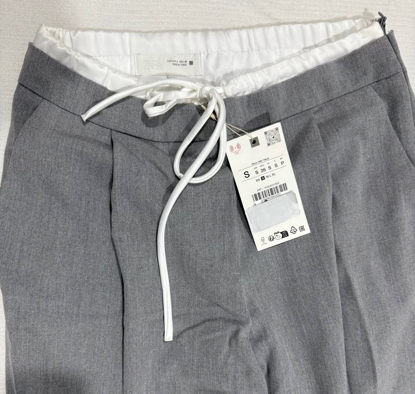 ZARA ÇİFT BEL BANTLI WIDE LEG PANTOLON - Görsel 5