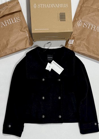 STRADİVARİUS DİK YAKA KRUVAZE YUMUŞAK EFEKTLİ CEKET - Görsel 10