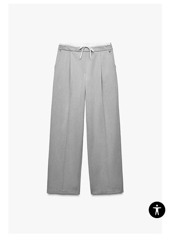 ZARA ÇİFT BEL BANTLI WIDE LEG PANTOLON - Görsel 2