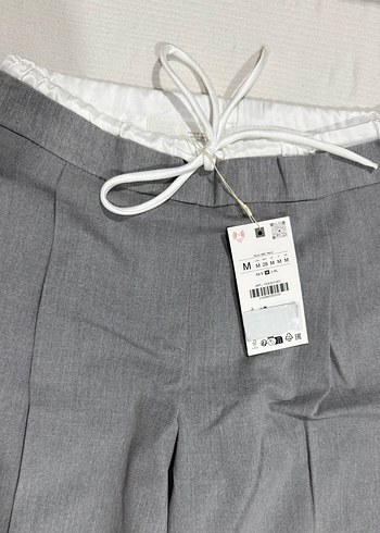 ZARA ÇİFT BEL BANTLI WIDE LEG PANTOLON - Görsel 5