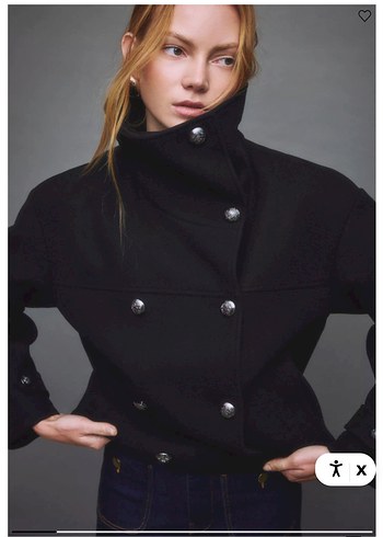 STRADİVARİUS DİK YAKA KRUVAZE YUMUŞAK EFEKTLİ CEKET - Görsel 2