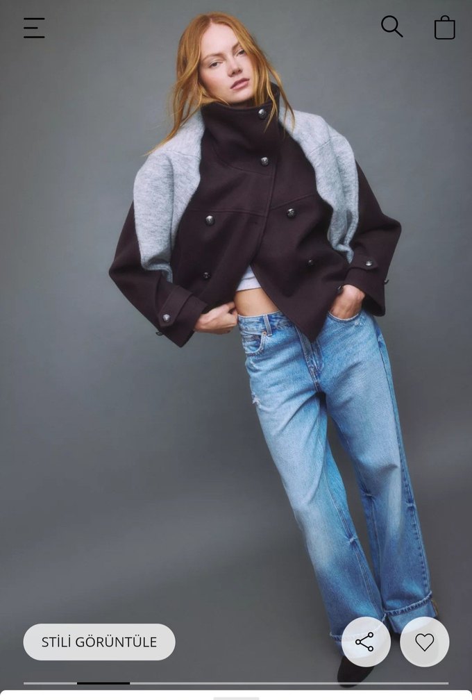 STRADİVARİUS YUMUŞAK DOKUNUŞLU KRUVAZE DİK YAKA CEKET - Görsel 3