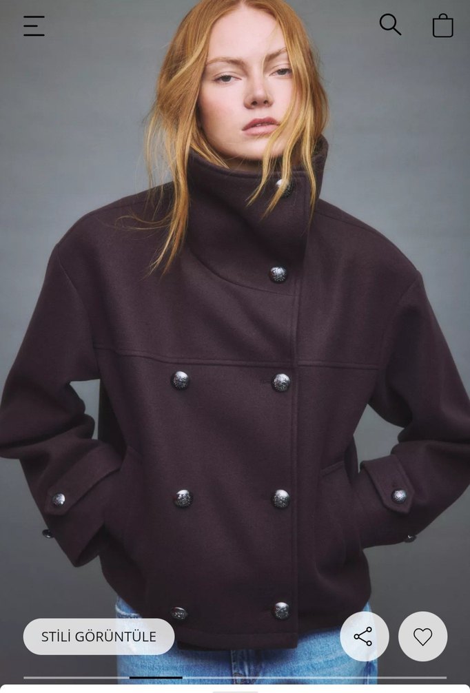 STRADİVARİUS YUMUŞAK DOKUNUŞLU KRUVAZE DİK YAKA CEKET - Görsel 2