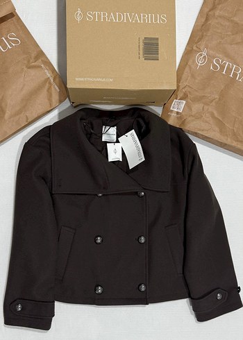 STRADİVARİUS YUMUŞAK DOKUNUŞLU KRUVAZE DİK YAKA CEKET - Görsel 10