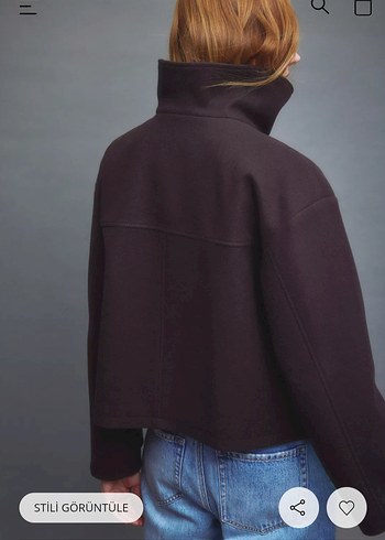 STRADİVARİUS YUMUŞAK DOKUNUŞLU KRUVAZE DİK YAKA CEKET - Görsel 5