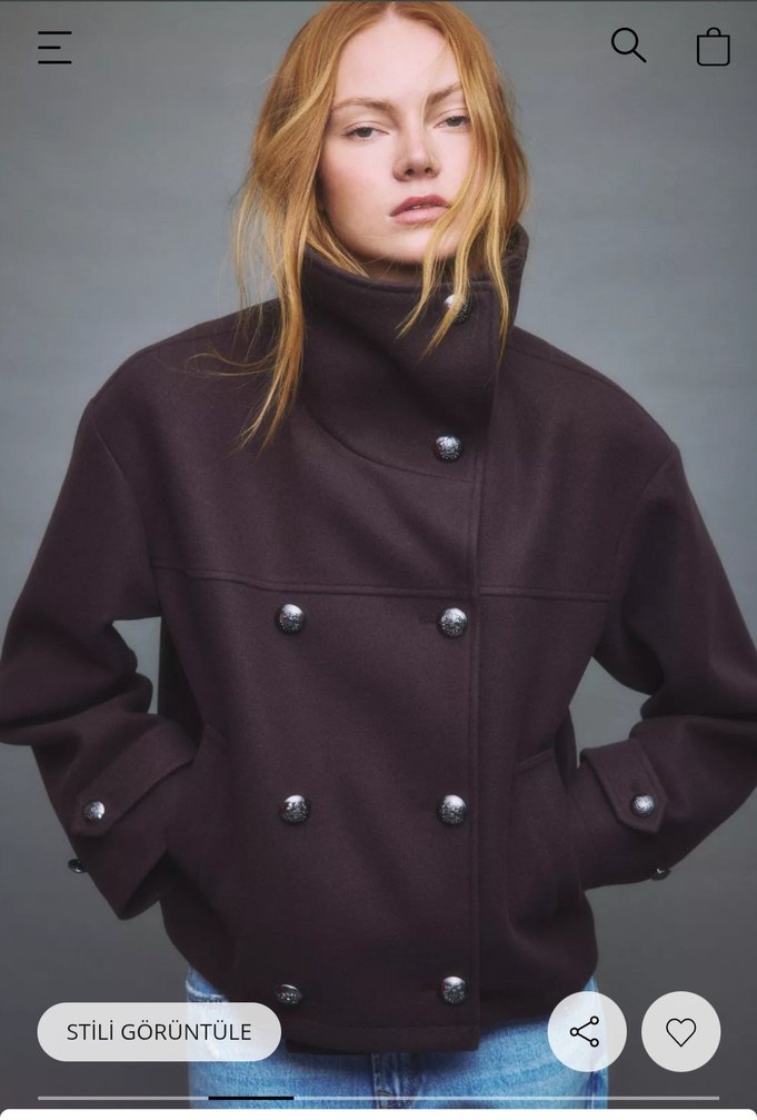 STRADİVARİUS YUMUŞAK DOKUNUŞLU KRUVAZE DİK YAKA CEKET - Görsel 2