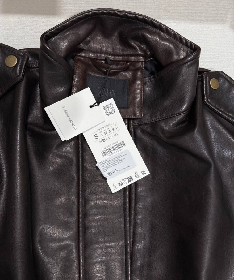 ZARA SUNİ DERİ CEKET OMUZ TRABZANLI - Görsel 4