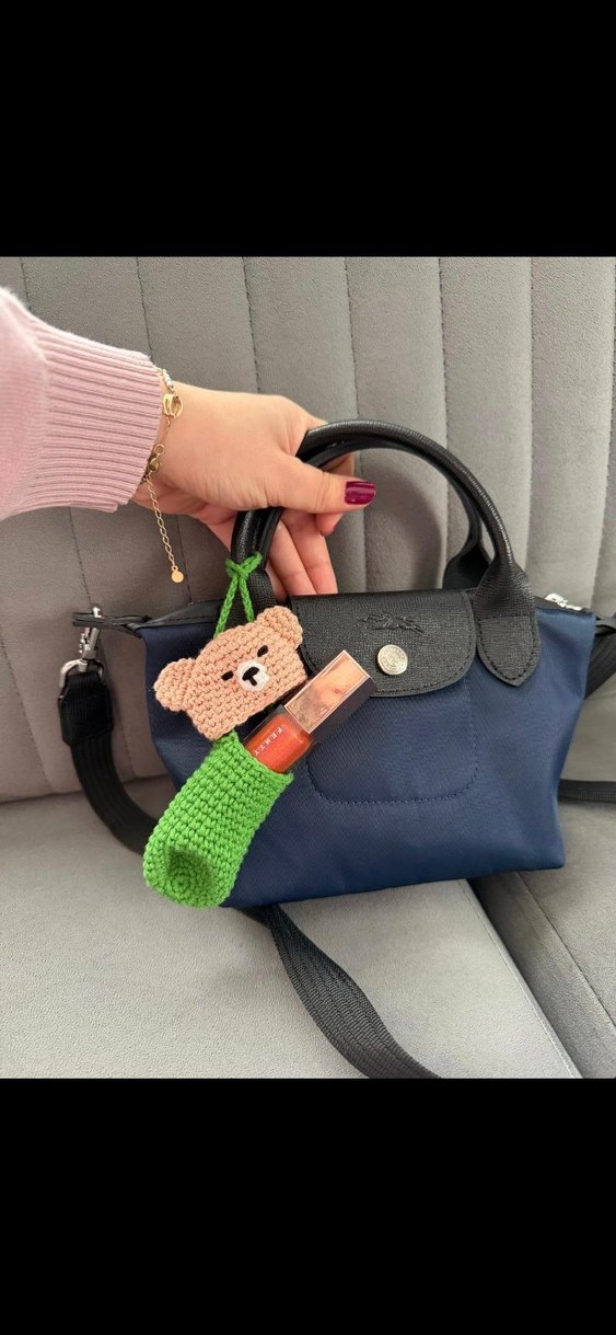 Lip Gloss  Örgü Ayıcık Kılıf çanta charmı - Görsel 3