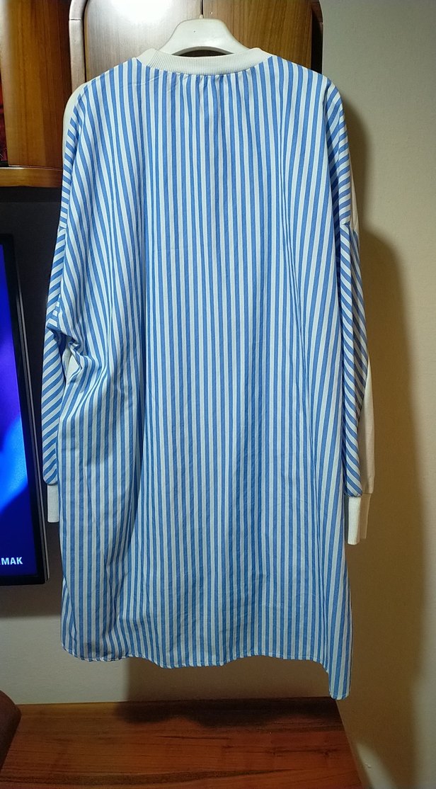 Beyaz Pamuklu, uzun Kollu, Rahat Kesim gömlek tunik - Görsel 2