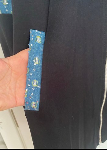 Kadın Fermuarlı Uzun Kollu kot görünümümlü spor takım - Görsel 4