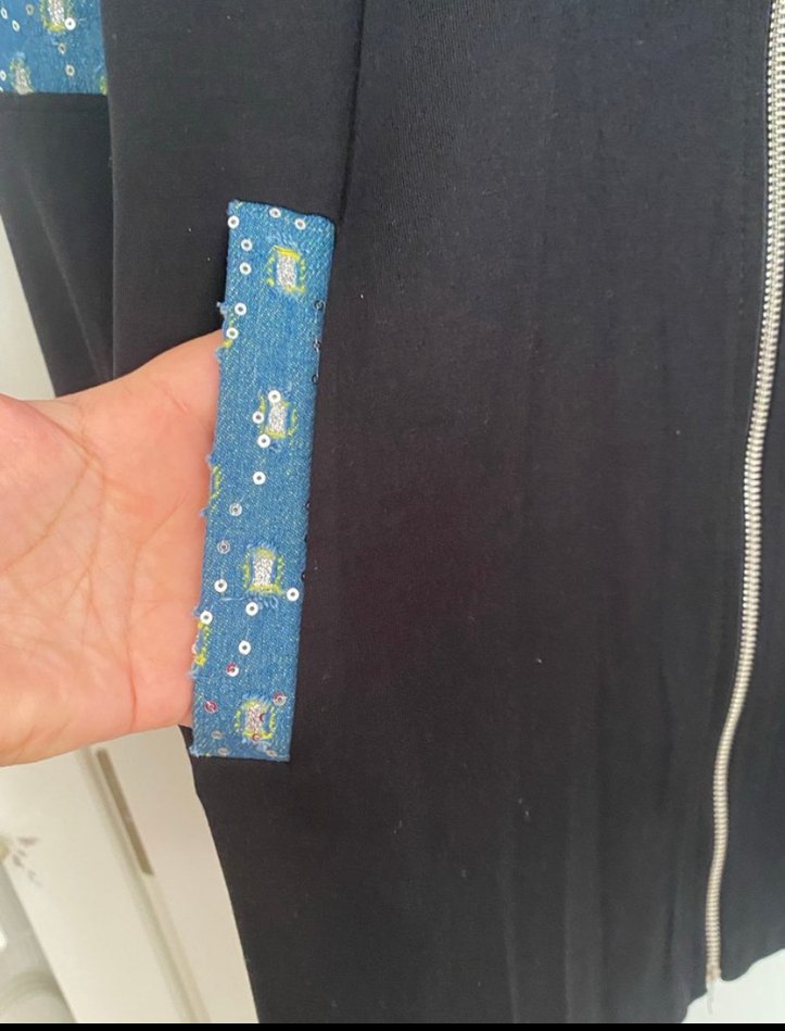 Kadın Fermuarlı Uzun Kollu kot görünümümlü spor takım - Görsel 4