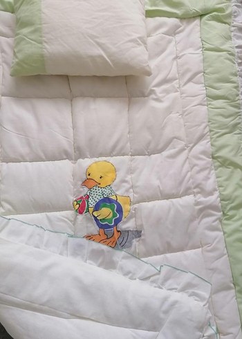 Nakışlı Bebek Uyku Seti, Beyaz ve Pastel Yeşil - Görsel 2