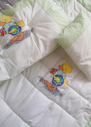 Nakışlı Bebek Uyku Seti, Beyaz ve Pastel Yeşil - Görsel 4