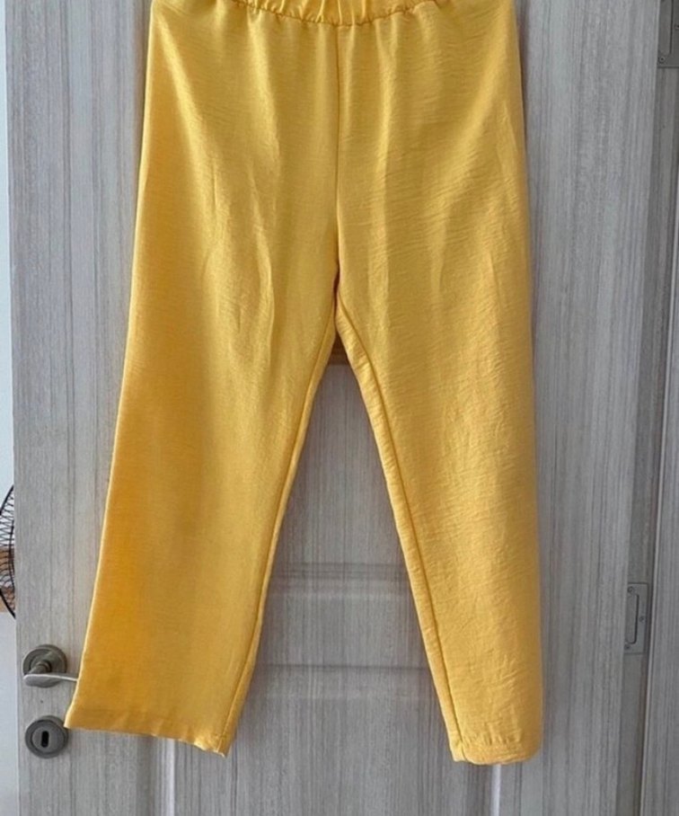 Sarı Keten Kadın Salaş Takım - Görsel 4