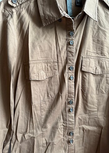 Düğmeli Kahverengi Midi Gömlek Elbise - Görsel 4