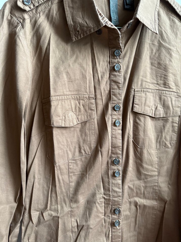 Düğmeli Kahverengi Midi Gömlek Elbise - Görsel 4