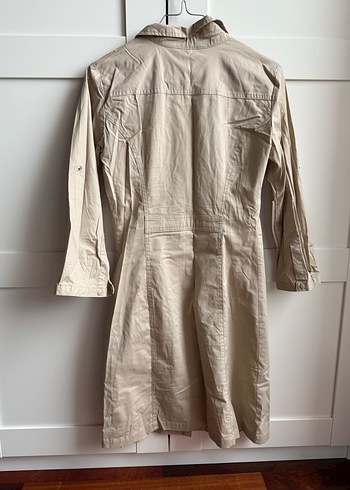 Bej Uzun Kadın Gömlek Elbise - Görsel 4