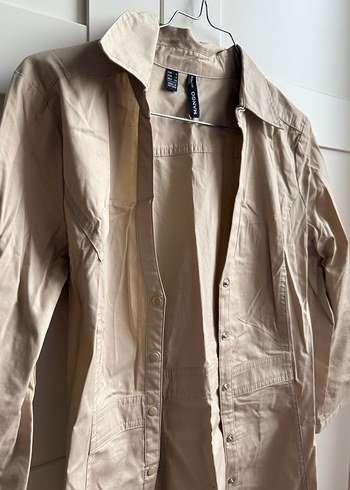 Bej Uzun Kadın Gömlek Elbise - Görsel 5