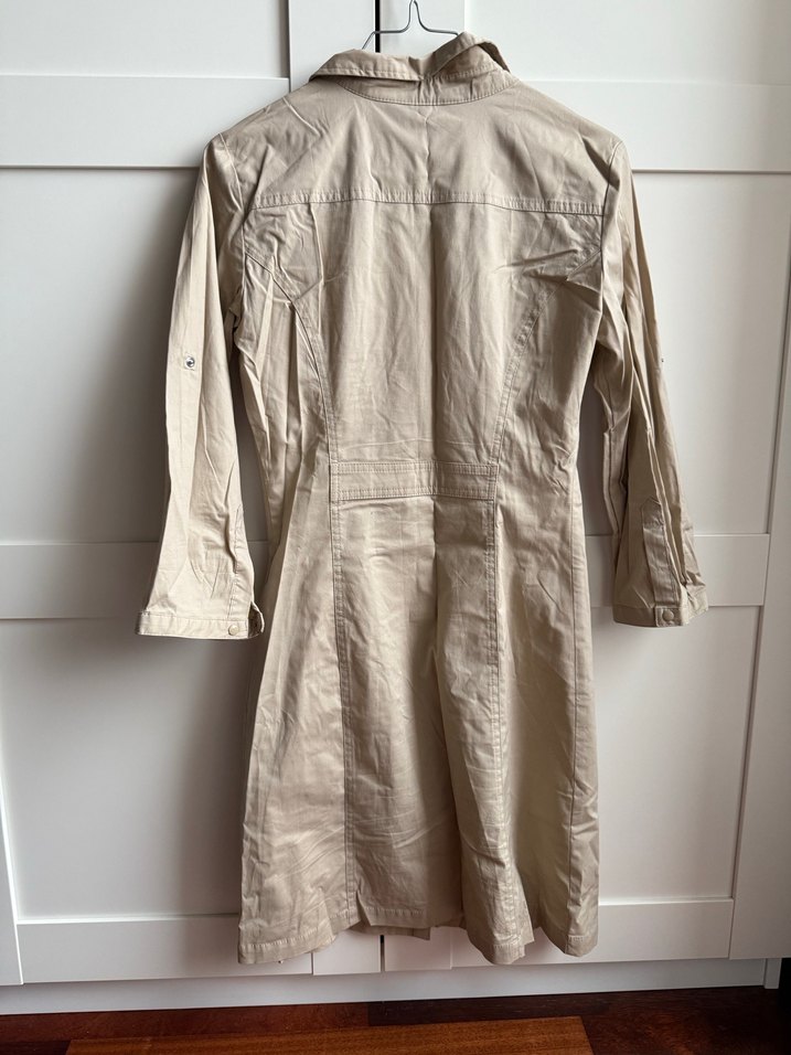 Bej Uzun Kadın Gömlek Elbise - Görsel 4