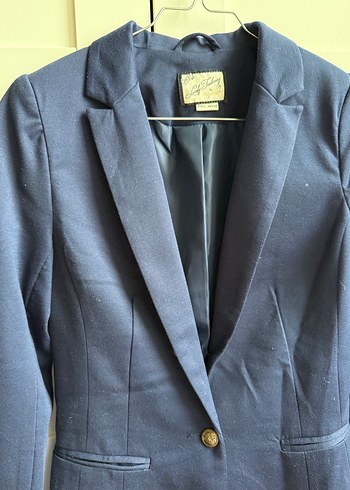 Düğmeli Lacivert Kadın Blazer Ceket - Görsel 3