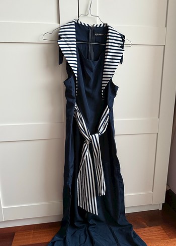 Lacivert Uzun Drapeli Kadın Tulum - Görsel 2