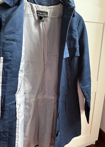 Düğmeli Lacivert Kadın Trençkot - Görsel 2