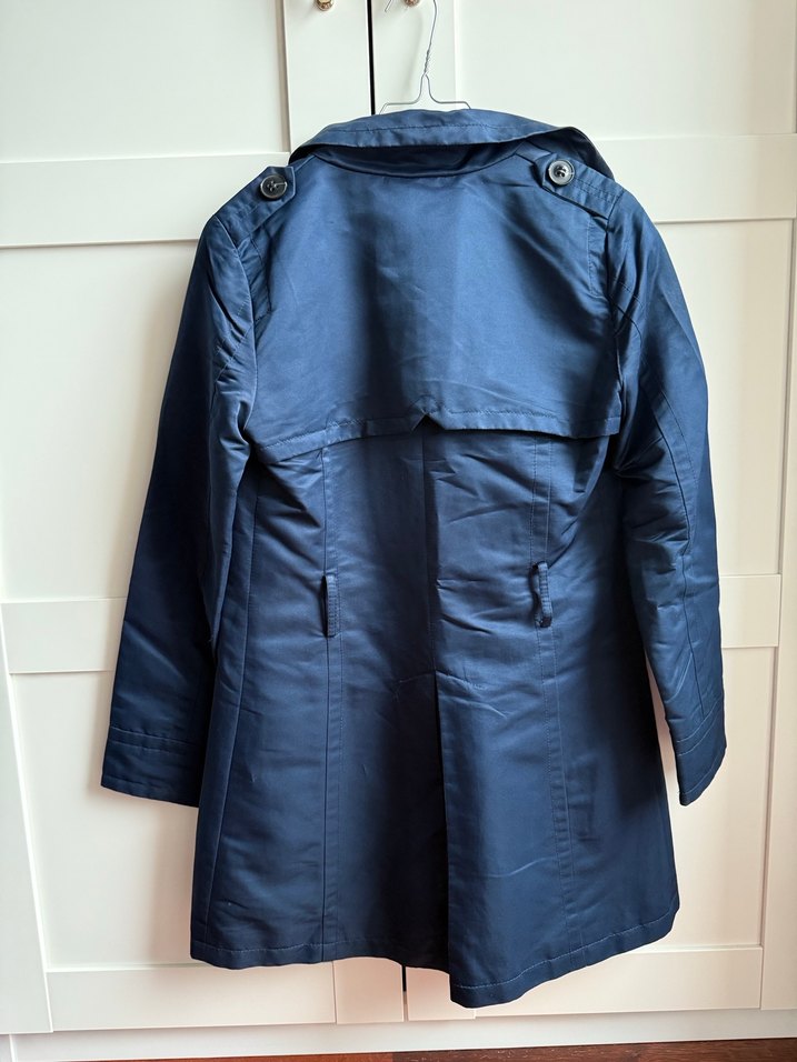 Düğmeli Lacivert Kadın Trençkot - Görsel 3