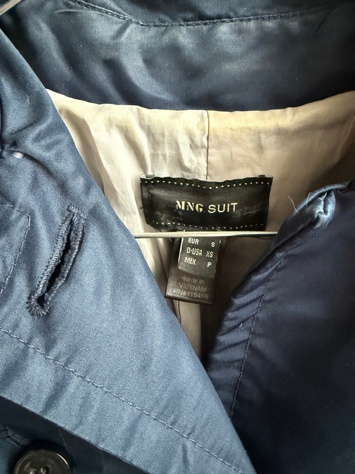 Düğmeli Lacivert Kadın Trençkot - Görsel 5