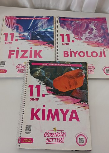 11. Sınıf Fizik, Biyoloji, Kimya Öğrencim Defterleri