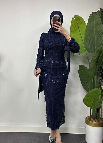 Lacivert pul payet yeni moda abiye kiralik