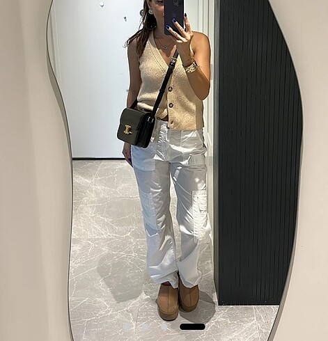 Zara Beyaz Keten Pantolon