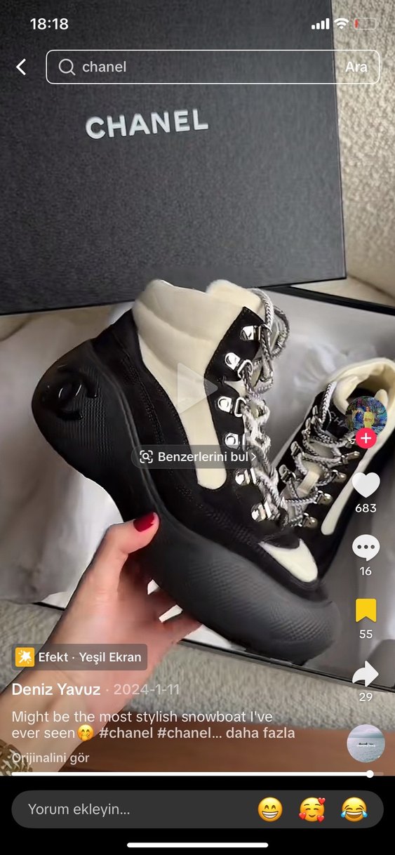 CHANEL Beyaz Siyah Dolgu Topuklu Spor Ayakkabı - Görsel 3