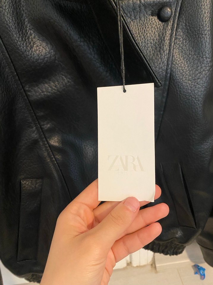 Kadın Siyah Deri Biker Ceket Bel Detaylı - Görsel 4