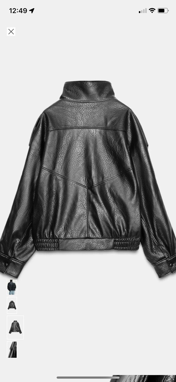 Kadın Siyah Deri Biker Ceket Bel Detaylı - Görsel 2