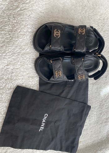 Chanel Kadın Siyah Deri Platform Topuklu Sandalet