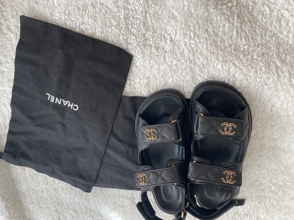 Chanel Kadın Siyah Deri Platform Topuklu Sandalet - Görsel 2