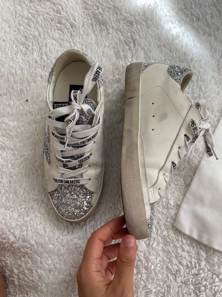 Golden Goose Deluxe Kadın Beyaz Gri Parlak Sneakers - Görsel 4