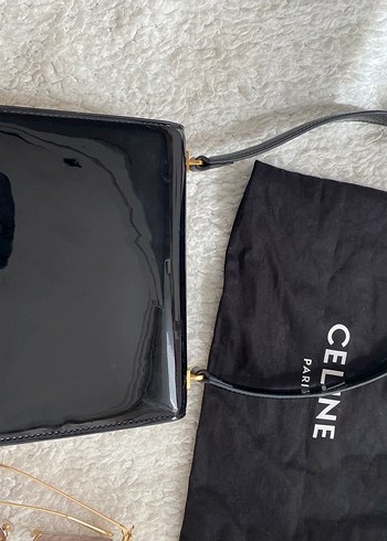 Celine Parlak Siyah Deri Kadın Çanta - Görsel 4