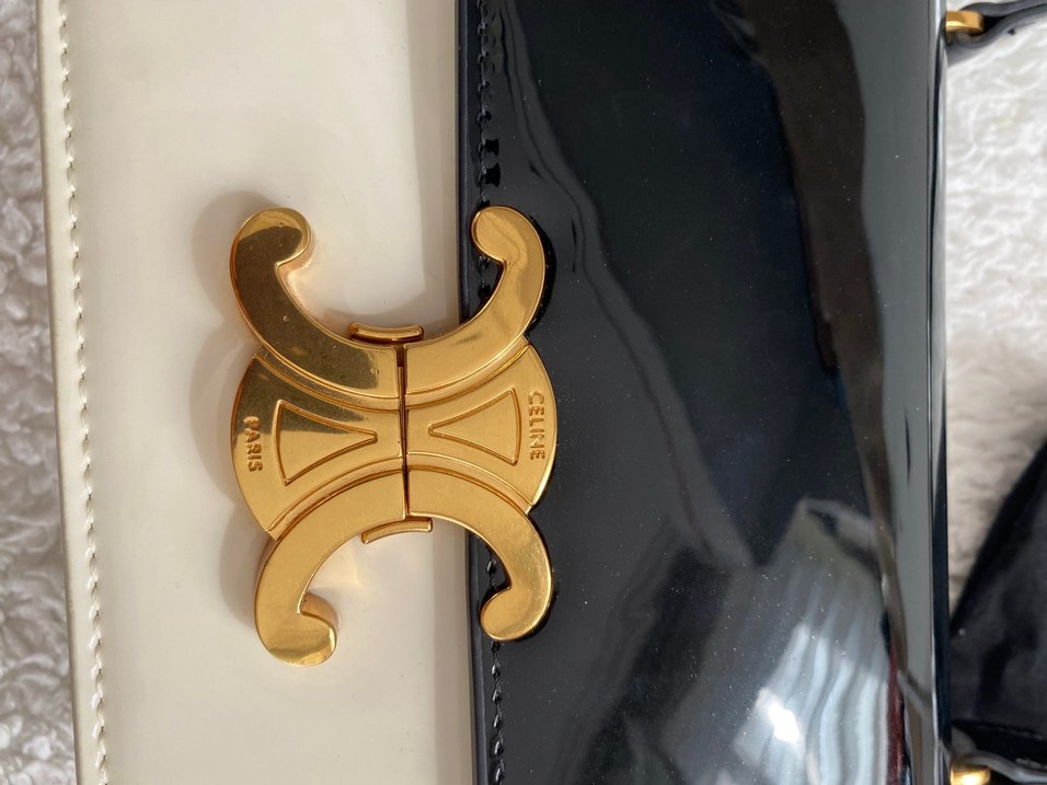 Celine Parlak Siyah Deri Kadın Çanta - Görsel 2